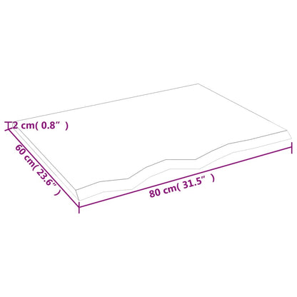 Væghylde 80x60x2 Cm Massivt Egetræ - Billede 7