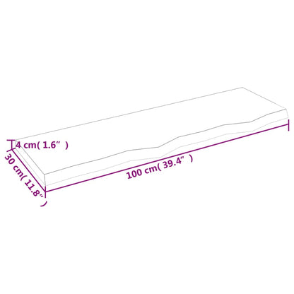 Væghylde 100x30x(2-4) Cm Massivt Egetræ - Billede 9