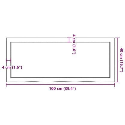 Væghylde 100x40x(2-4) Cm Massivt Egetræ - Billede 10