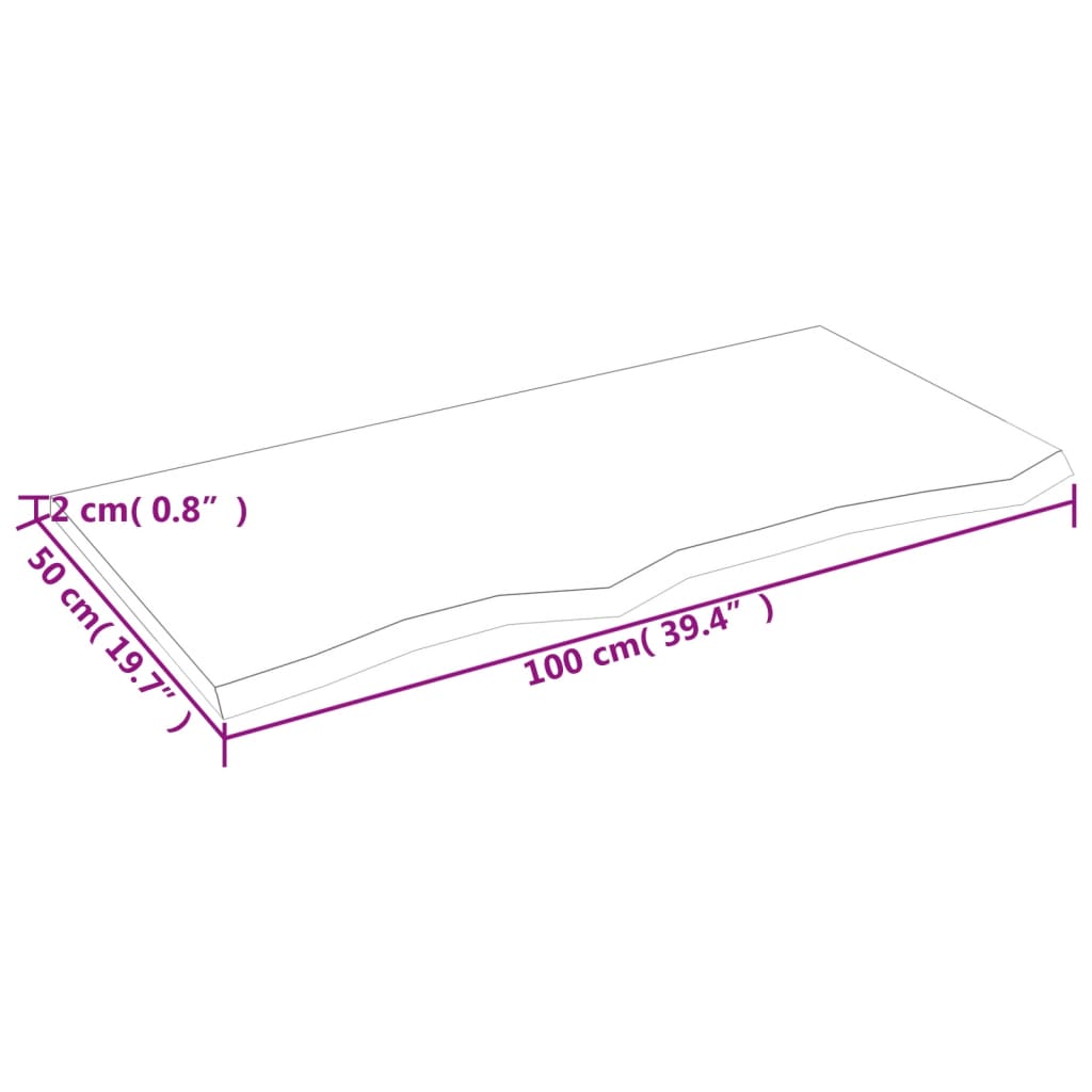 Væghylde 100x50x2 Cm Massivt Egetræ - Billede 7