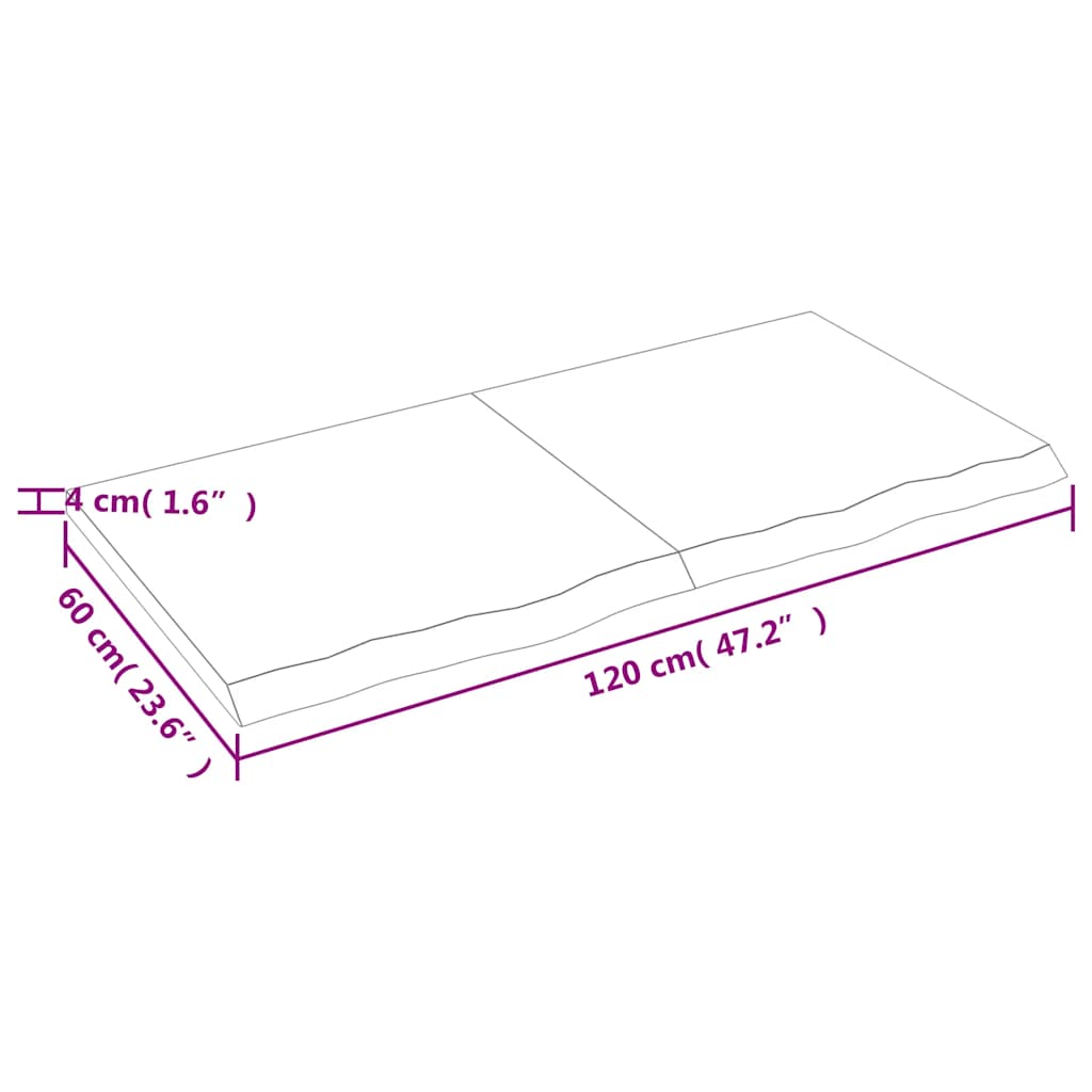 Væghylde Massivt Egetræ (120x60x2-4 Cm) - Billede 9