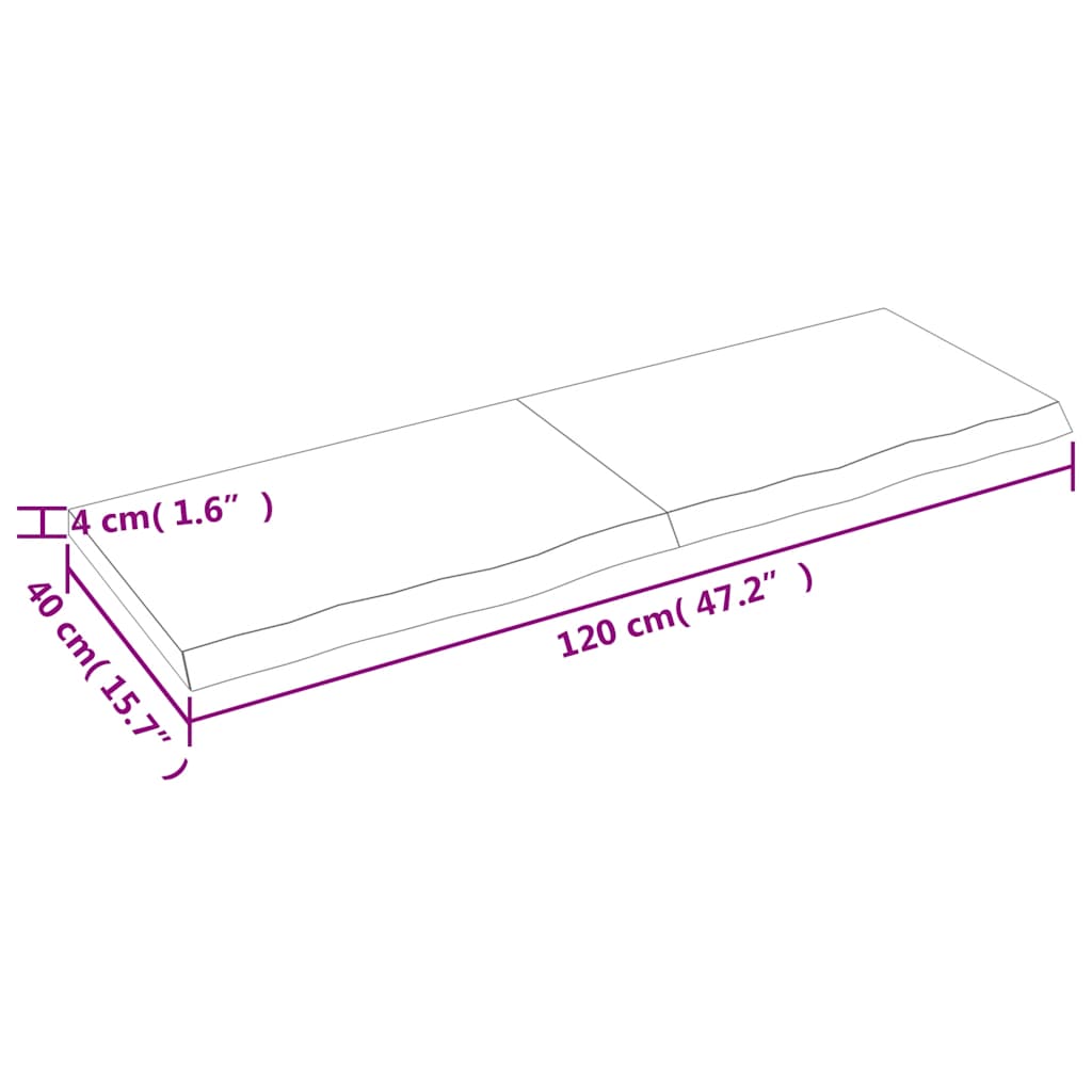 Væghylde 120x40x(2-4) Cm Behandlet Massivt Egetræ - Billede 9