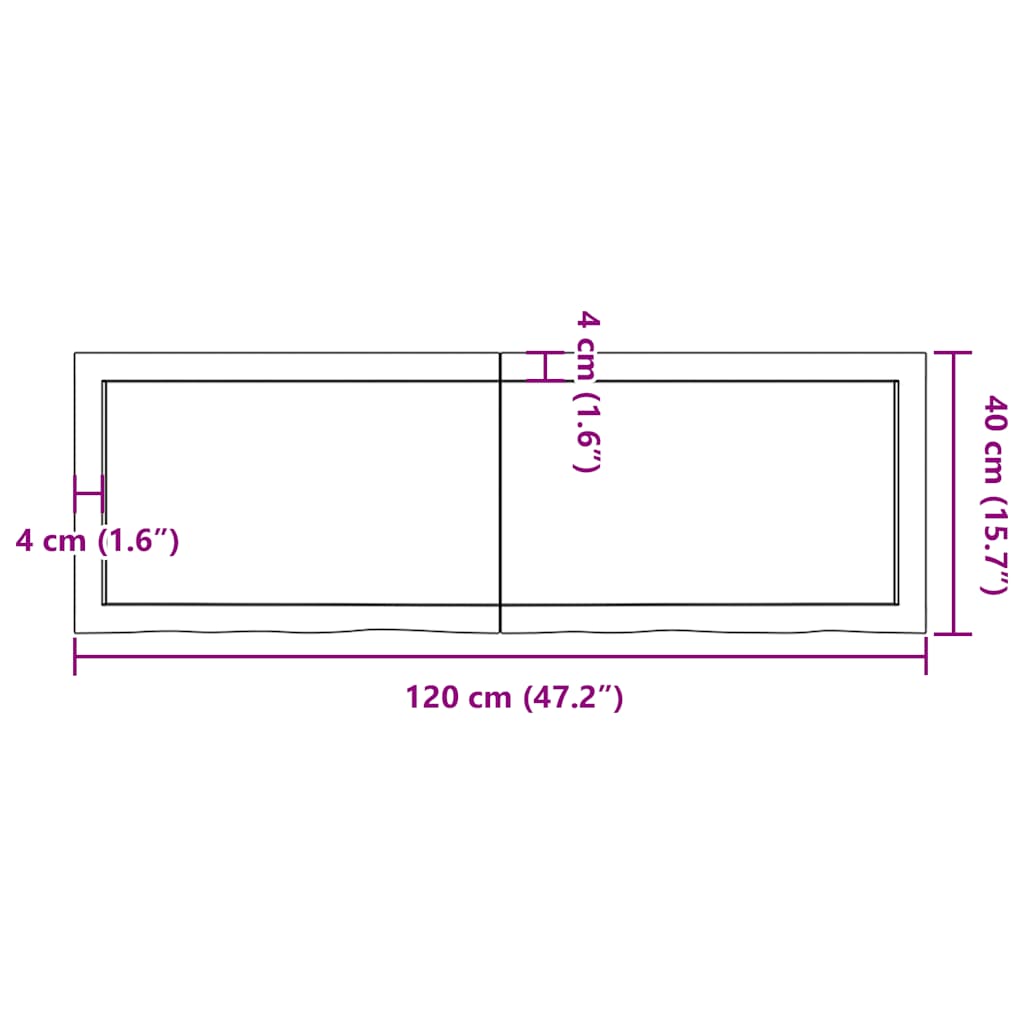 Væghylde 120x40x(2-4) Cm Behandlet Massivt Egetræ - Billede 10