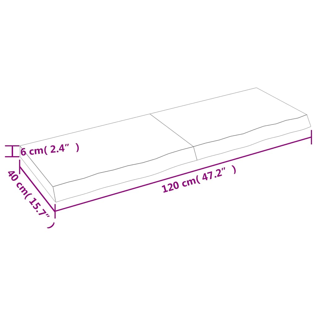 Væghylde 120x40x(2-6) Cm Behandlet Massivt Egetræ - Billede 9