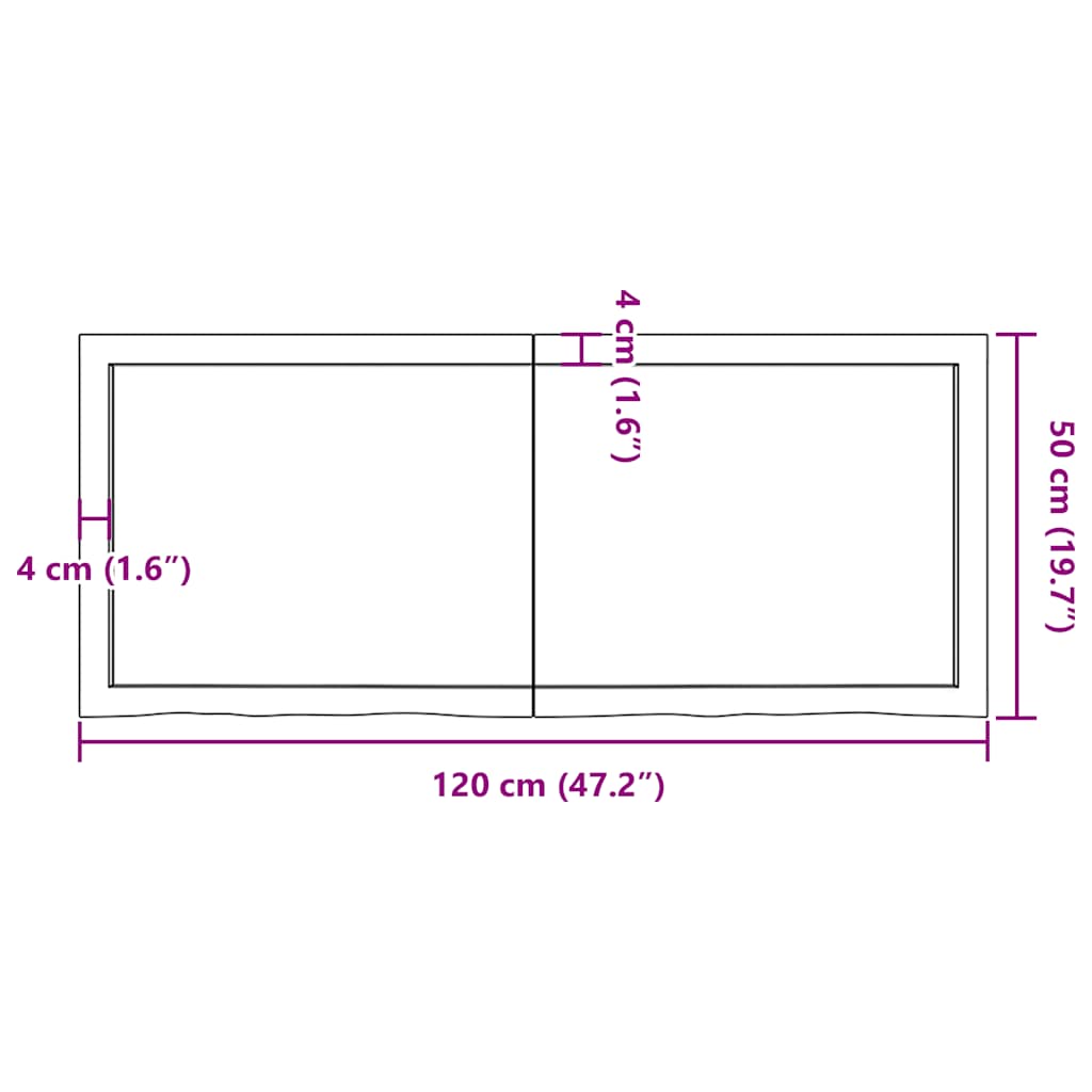 Væghylde 120x50x(2-4) Cm Behandlet Massivt Egetræ - Billede 10