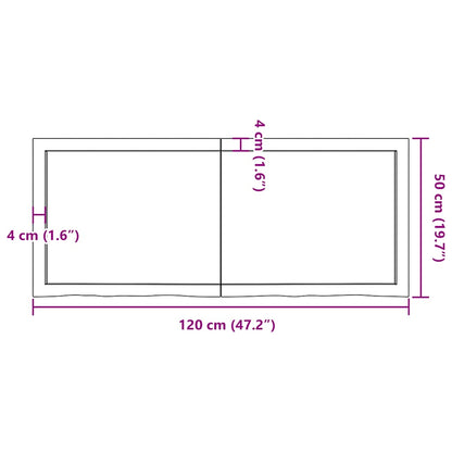 Væghylde 120x50x(2-4) Cm Behandlet Massivt Egetræ - Billede 10