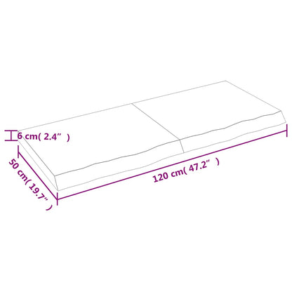 Væghylde 120x50x(2-6) Cm Behandlet Massivt Egetræ - Billede 9