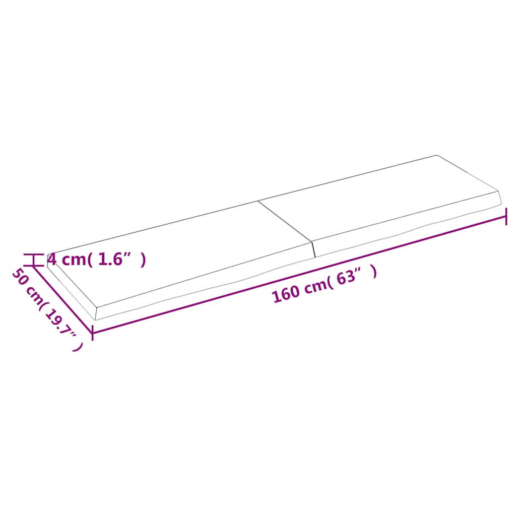 Væghylde 160x50x(2-4) Cm Behandlet Massivt Egetræ - Billede 9