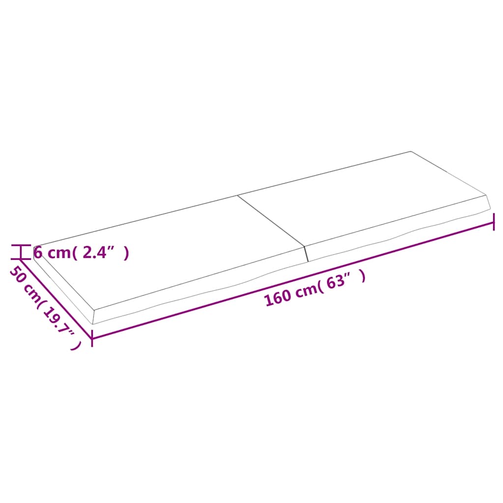 Væghylde 160x50x(2-6) Cm Behandlet Massivt Egetræ - Billede 9