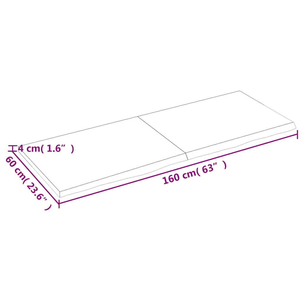 Væghylde 160x60x(2-4) Cm Behandlet Massivt Egetræ - Billede 9