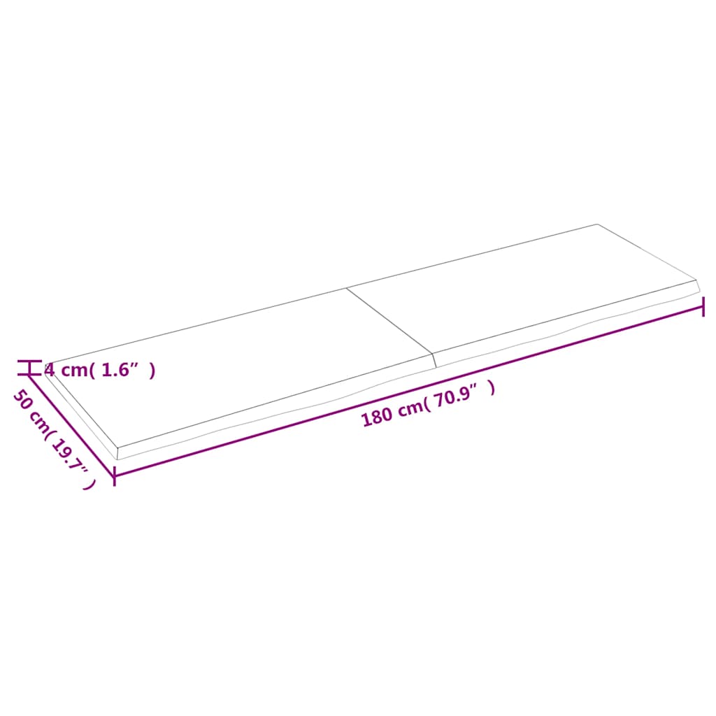 Væghylde 180x50x(2-4) Cm Behandlet Massivt Egetræ - Billede 9