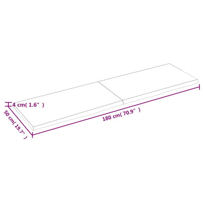 Væghylde 180x50x(2-4) Cm Behandlet Massivt Egetræ - Billede 9