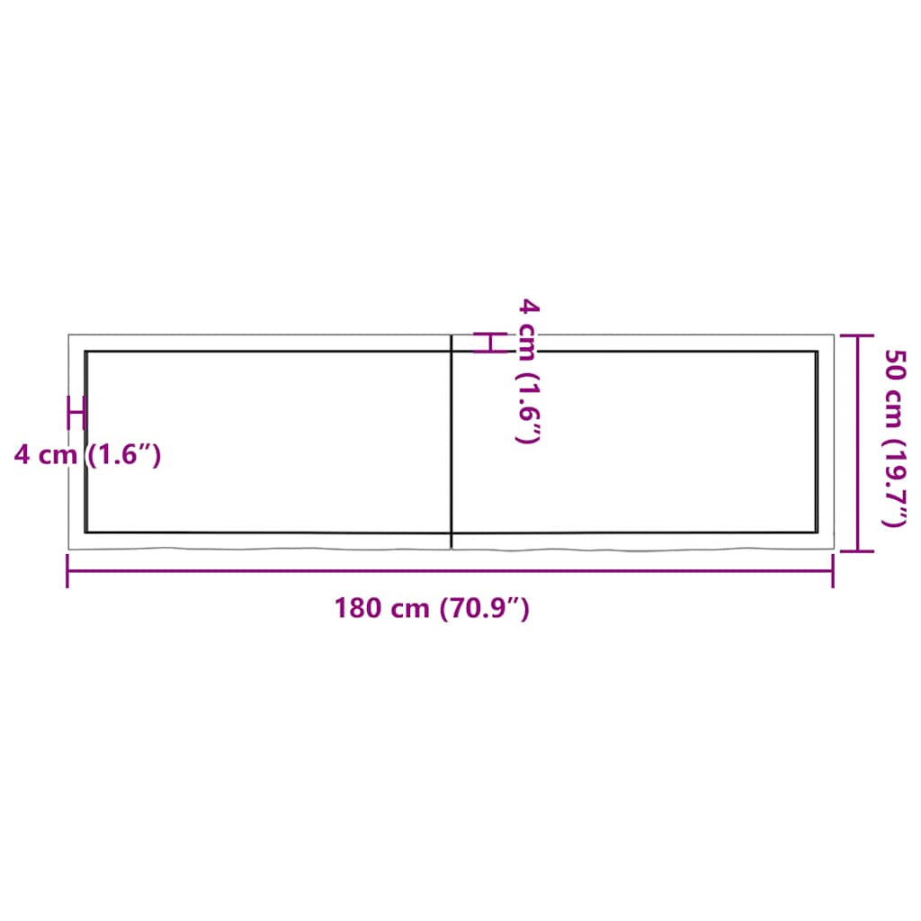 Væghylde 180x50x(2-4) Cm Behandlet Massivt Egetræ - Billede 10