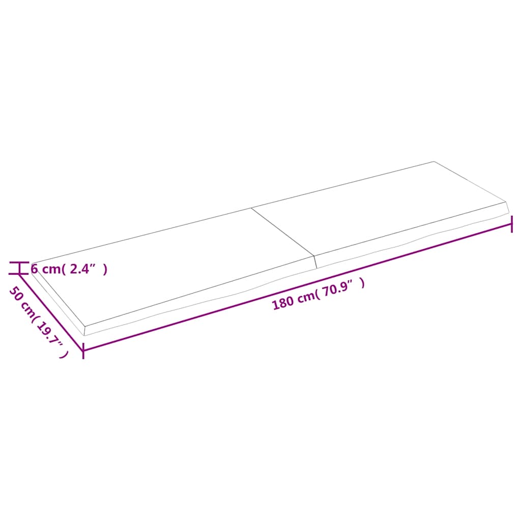 Væghylde 180x50x(2-6) Cm Behandlet Massivt Egetræ - Billede 9