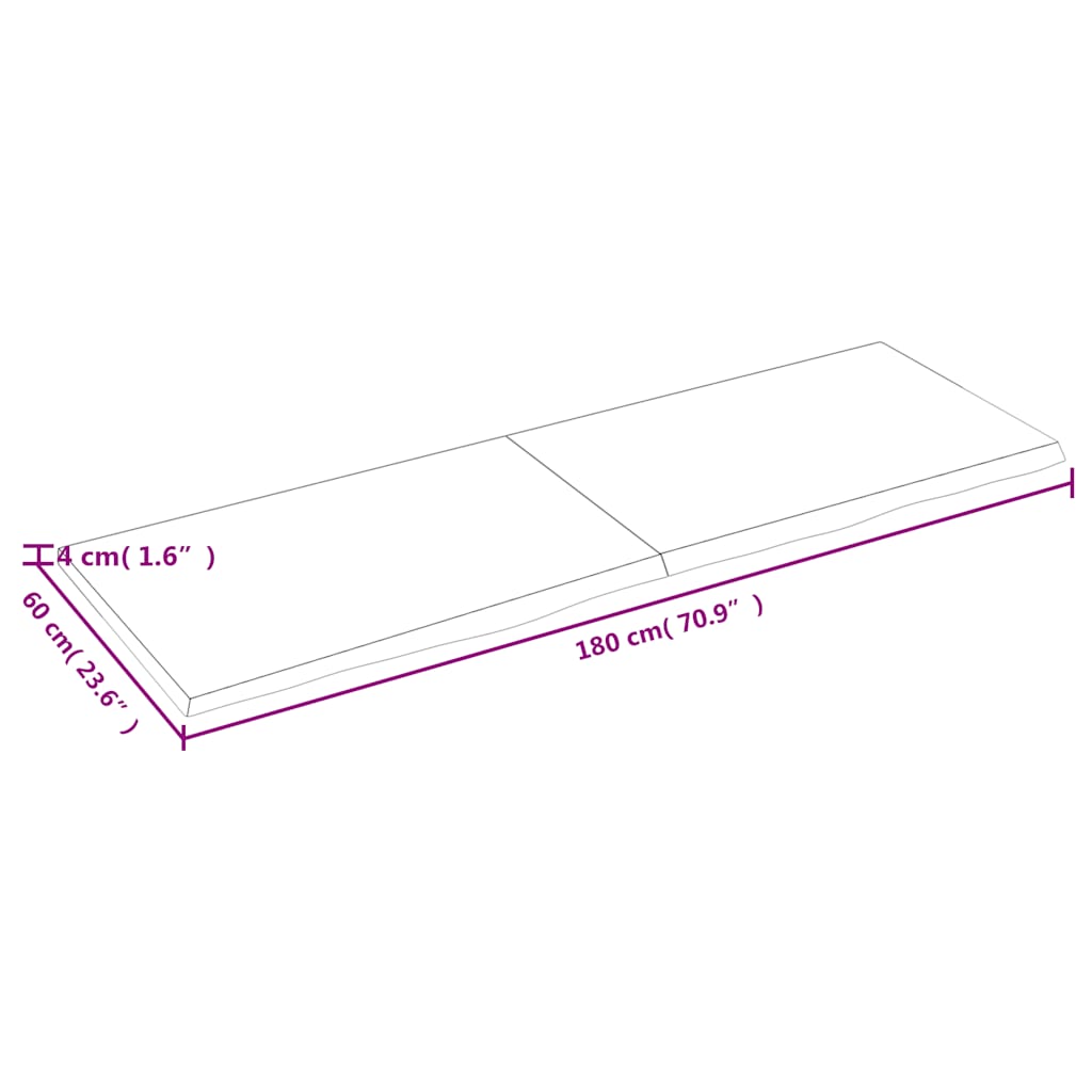 Væghylde 180x60x(2-4) Cm Behandlet Massivt Egetræ - Billede 9