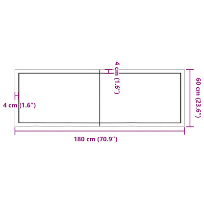 Væghylde 180x60x(2-4) Cm Behandlet Massivt Egetræ - Billede 10