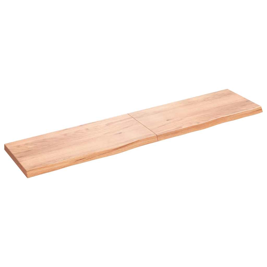 Væghylde 220x50x(2-6) Cm Behandlet Massivt Egetræ Lysebrun - Hovedbillede