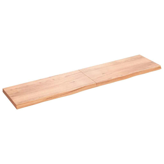 Væghylde 220x50x(2-6) Cm Behandlet Massivt Egetræ Lysebrun - Hovedbillede