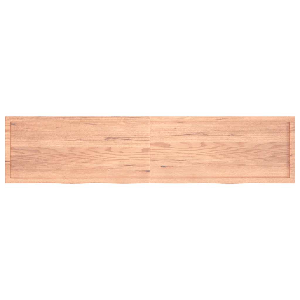 Væghylde 220x50x(2-6) Cm Behandlet Massivt Egetræ Lysebrun - Billede 2
