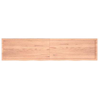 Væghylde 220x50x(2-6) Cm Behandlet Massivt Egetræ Lysebrun - Billede 2