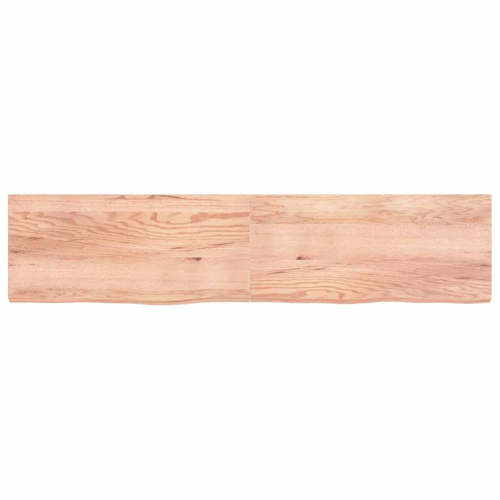 Væghylde 220x50x(2-6) Cm Behandlet Massivt Egetræ Lysebrun - Billede 3