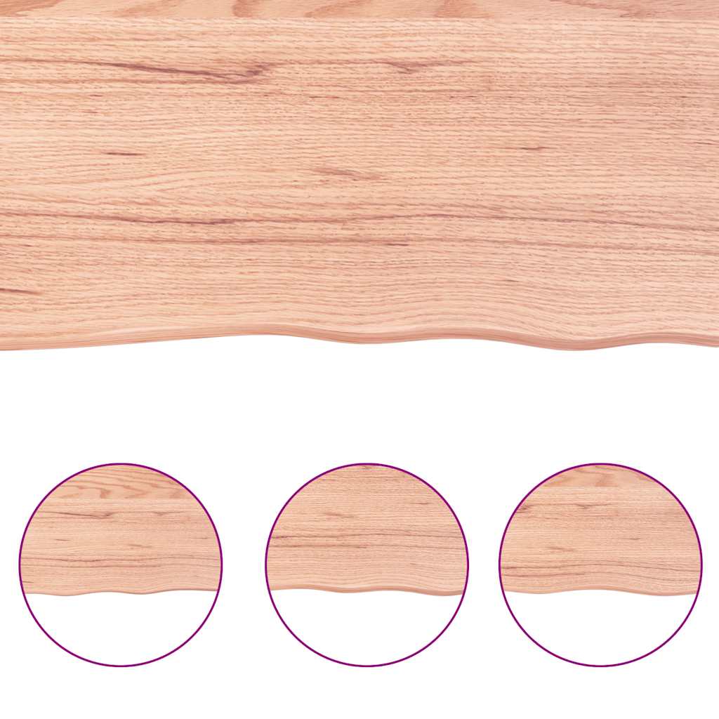 Væghylde 220x50x(2-6) Cm Behandlet Massivt Egetræ Lysebrun - Billede 5
