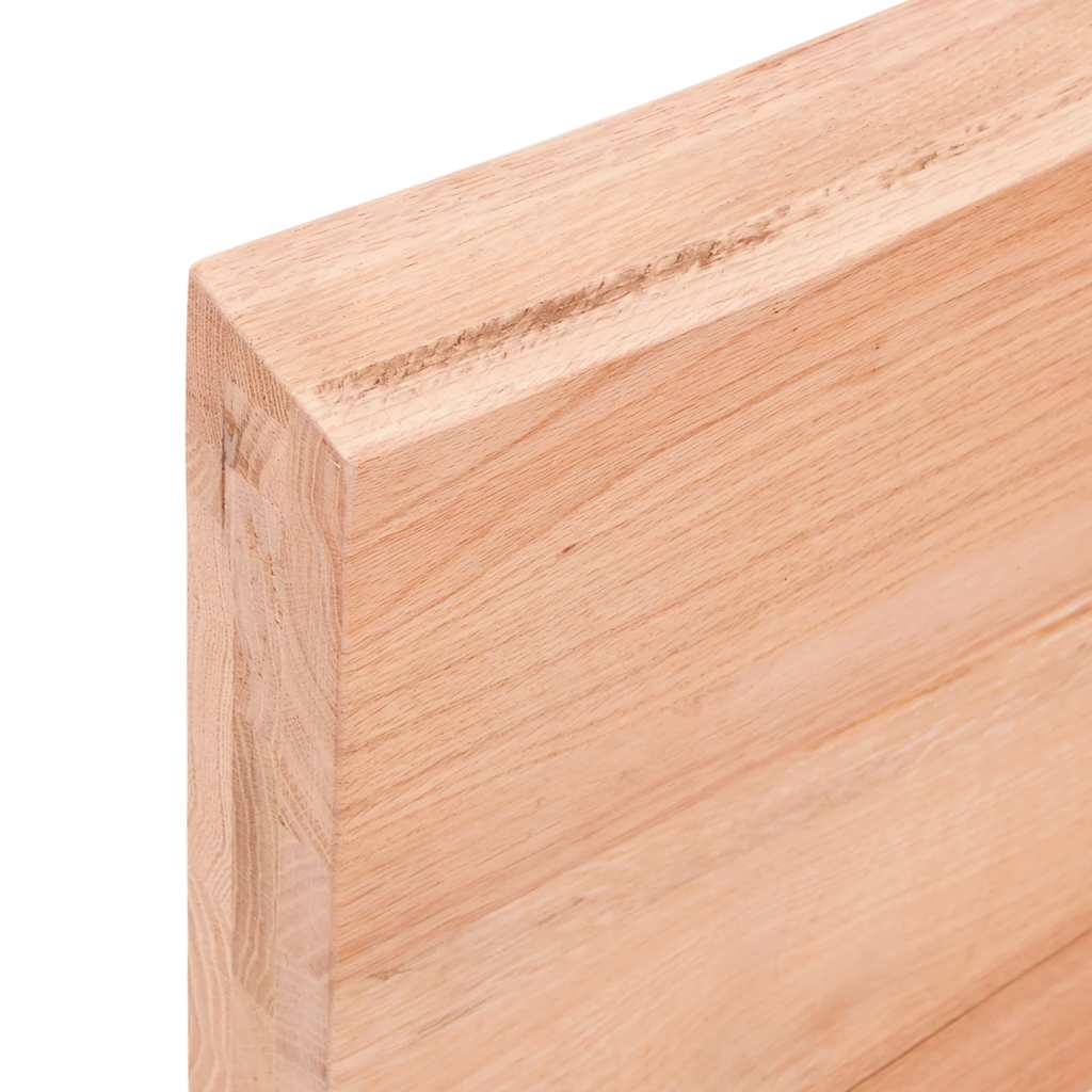 Væghylde 220x50x(2-6) Cm Behandlet Massivt Egetræ Lysebrun - Billede 8