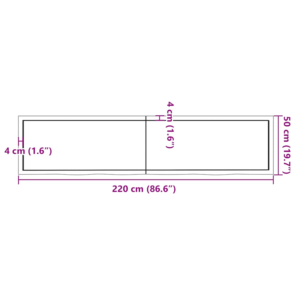 Væghylde 220x50x(2-6) Cm Behandlet Massivt Egetræ Lysebrun - Billede 10