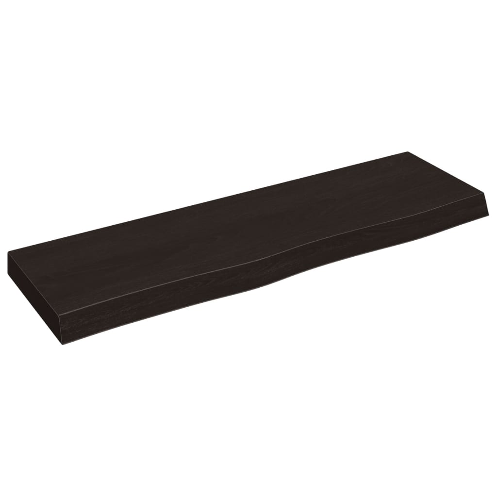 Væghylde 100x30x(2-6) Cm Behandlet Massivt Egetræ Mørkebrun - Billede 2