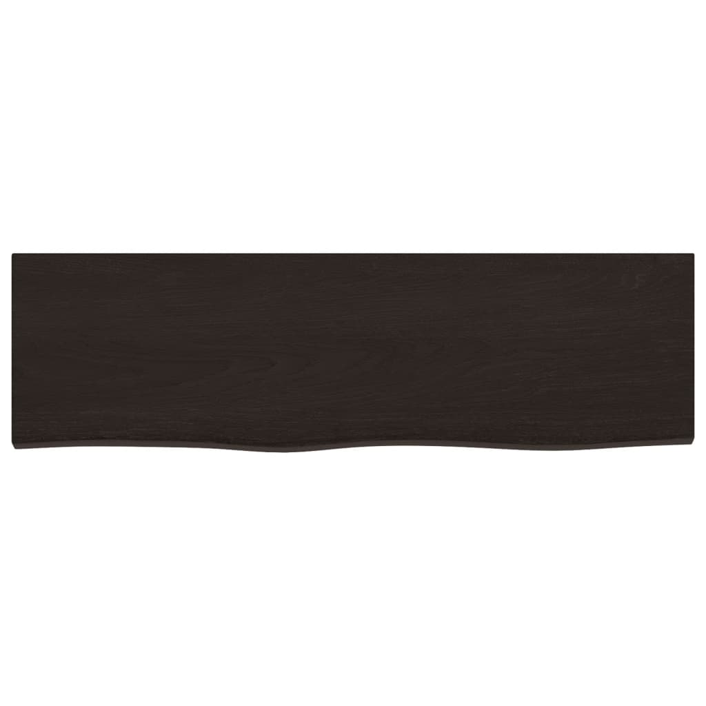 Væghylde 100x30x(2-6) Cm Behandlet Massivt Egetræ Mørkebrun - Billede 4