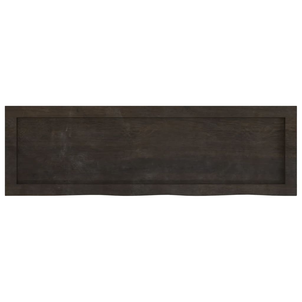 Væghylde 100x30x(2-6) Cm Behandlet Massivt Egetræ Mørkebrun - Billede 5