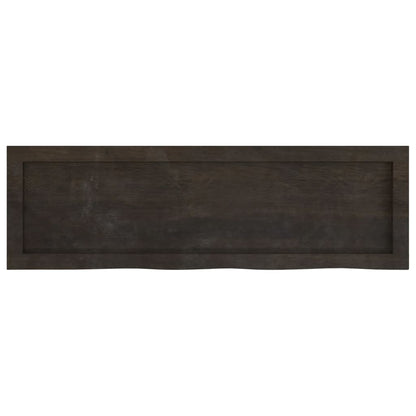 Væghylde 100x30x(2-6) Cm Behandlet Massivt Egetræ Mørkebrun - Billede 5