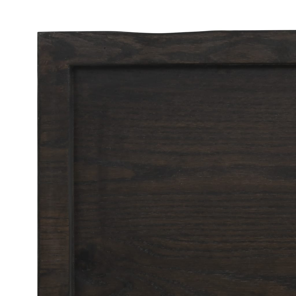 Væghylde 100x30x(2-6) Cm Behandlet Massivt Egetræ Mørkebrun - Billede 7
