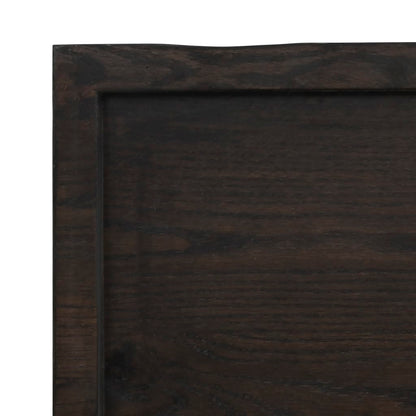 Væghylde 100x30x(2-6) Cm Behandlet Massivt Egetræ Mørkebrun - Billede 7