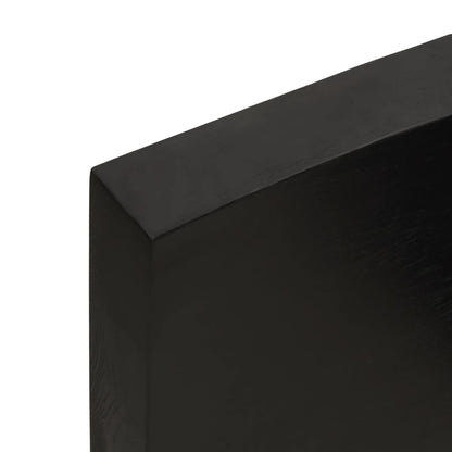 Væghylde 100x30x(2-6) Cm Behandlet Massivt Egetræ Mørkebrun - Billede 8