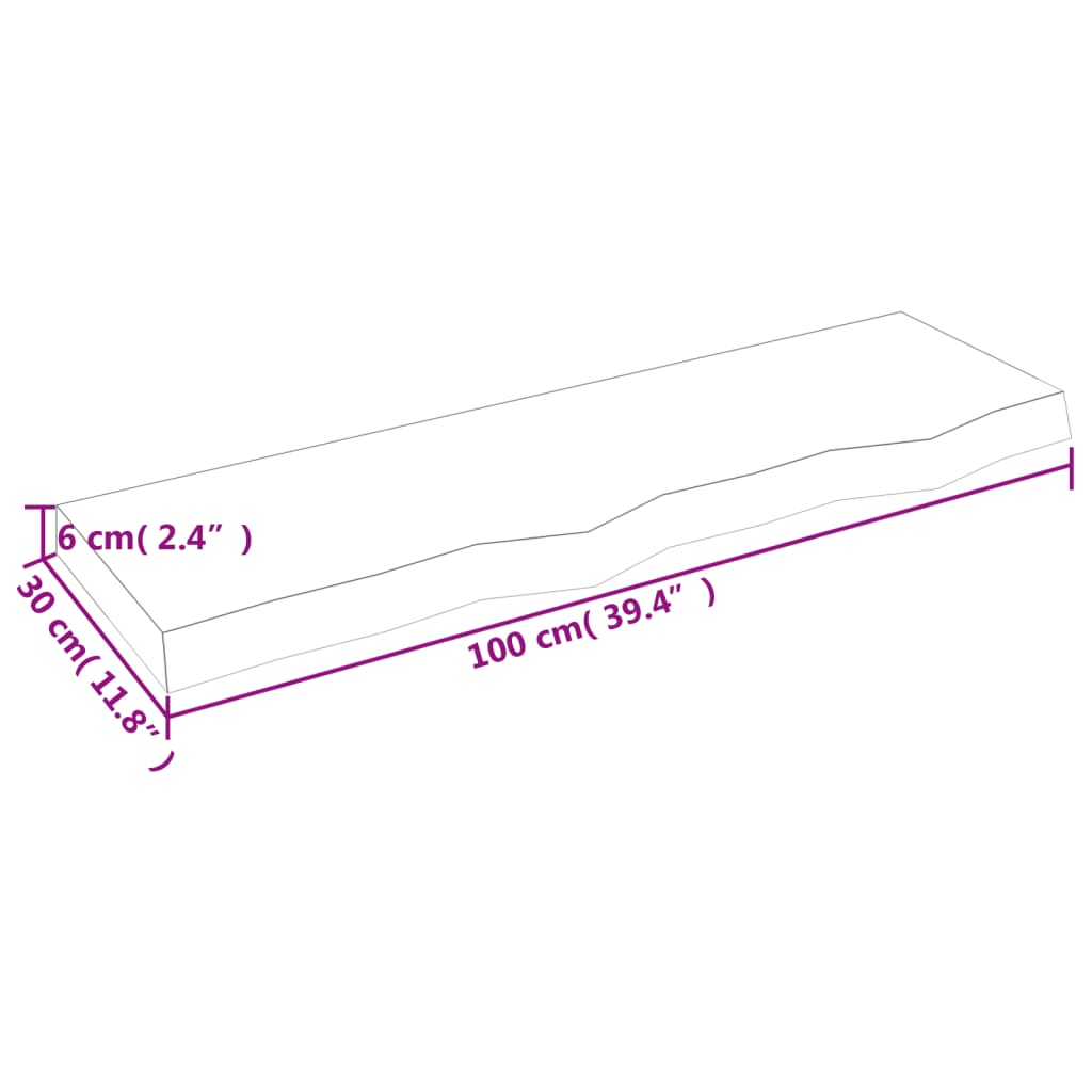 Væghylde 100x30x(2-6) Cm Behandlet Massivt Egetræ Mørkebrun - Billede 9