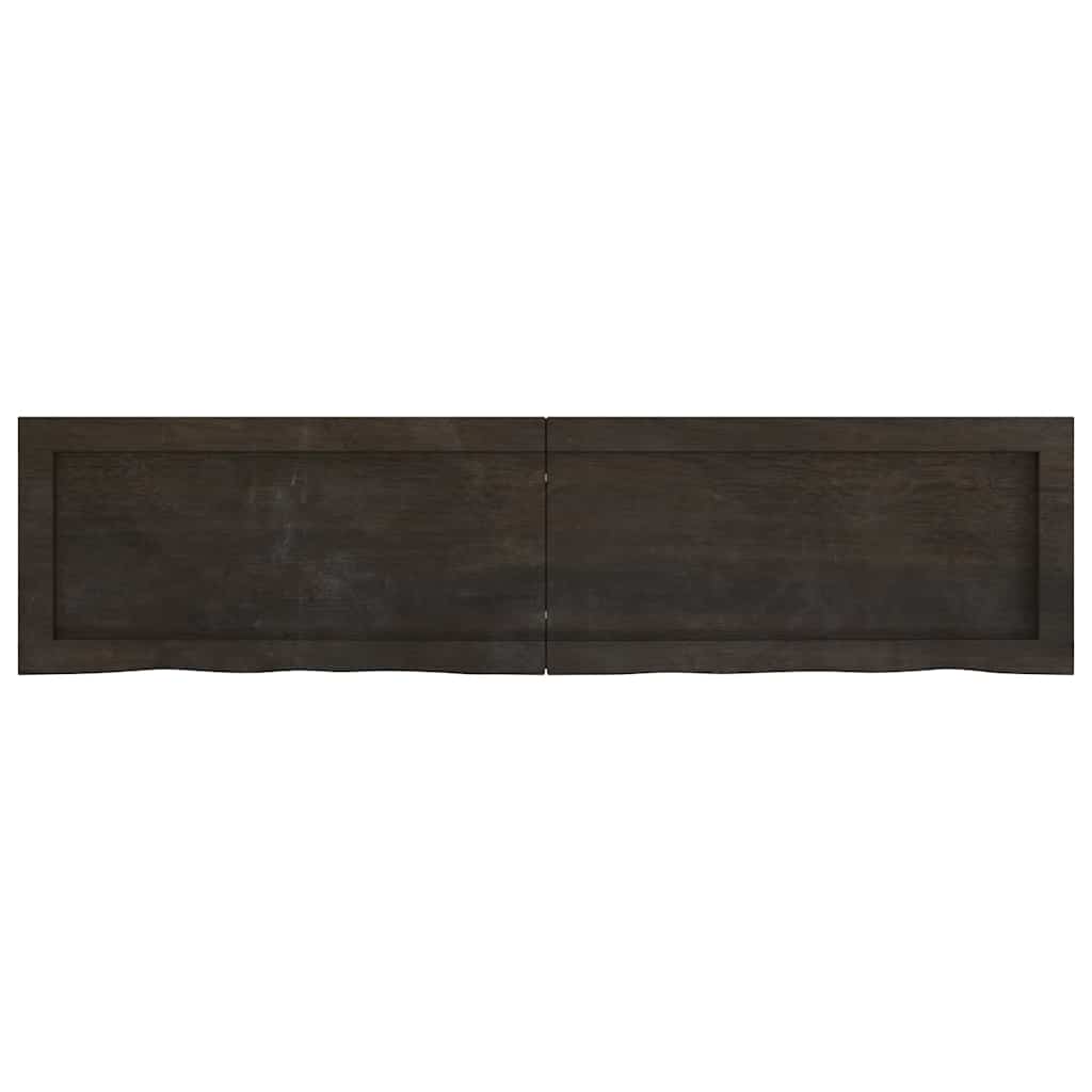 Væghylde 120x30x(2-6) Cm Behandlet Massivt Egetræ Mørkebrun - Billede 2