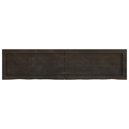 Væghylde 120x30x(2-6) Cm Behandlet Massivt Egetræ Mørkebrun - Billede 2