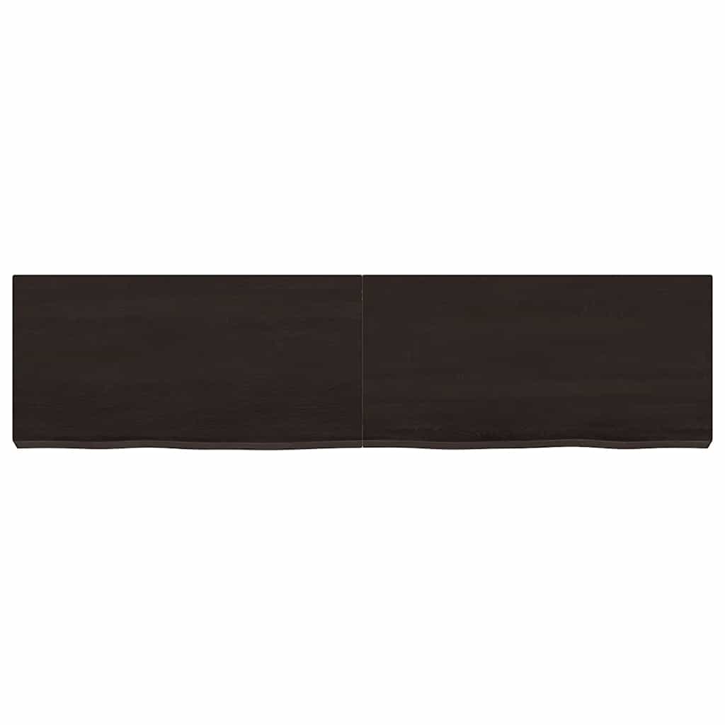 Væghylde 120x30x(2-6) Cm Behandlet Massivt Egetræ Mørkebrun - Billede 3