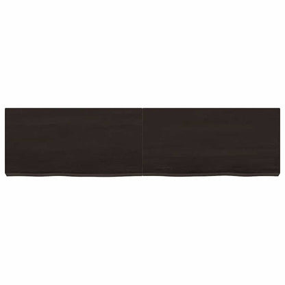 Væghylde 120x30x(2-6) Cm Behandlet Massivt Egetræ Mørkebrun - Billede 3