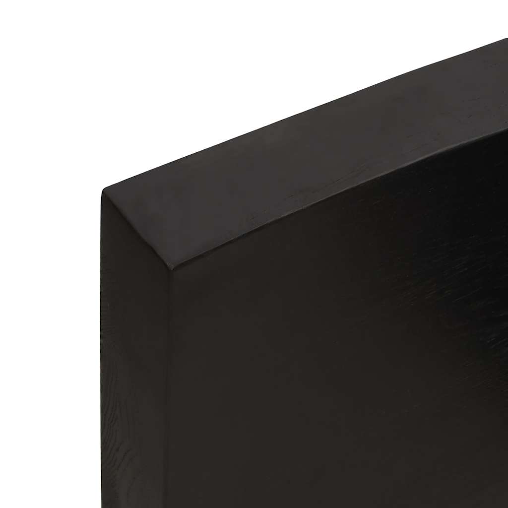 Væghylde 120x30x(2-6) Cm Behandlet Massivt Egetræ Mørkebrun - Billede 8