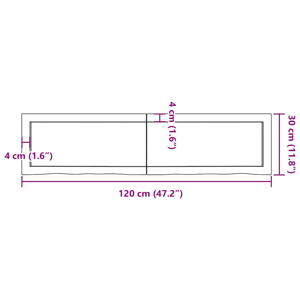 Væghylde 120x30x(2-6) Cm Behandlet Massivt Egetræ Mørkebrun - Billede 10