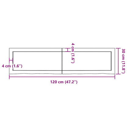 Væghylde 120x30x(2-6) Cm Behandlet Massivt Egetræ Mørkebrun - Billede 10