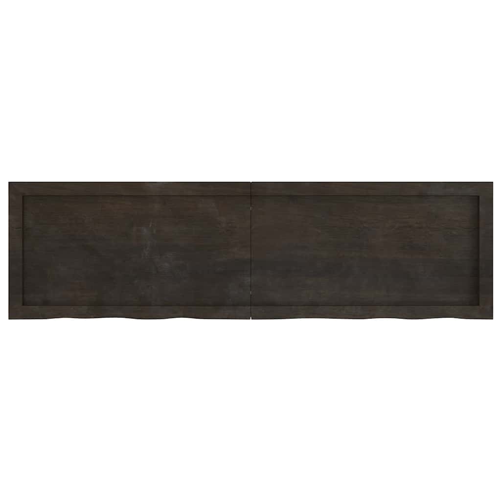Væghylde 140x40x(2-4) Cm Behandlet Massivt Egetræ Mørkebrun - Billede 2