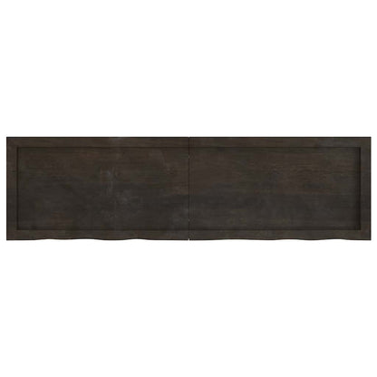 Væghylde 140x40x(2-4) Cm Behandlet Massivt Egetræ Mørkebrun - Billede 2