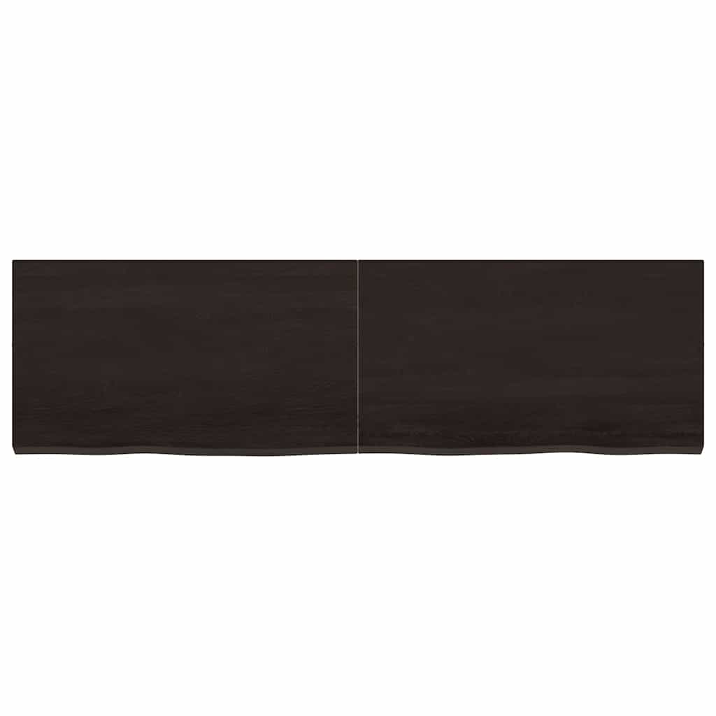 Væghylde 140x40x(2-4) Cm Behandlet Massivt Egetræ Mørkebrun - Billede 3