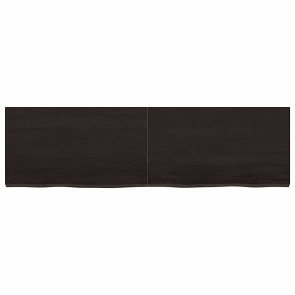 Væghylde 140x40x(2-4) Cm Behandlet Massivt Egetræ Mørkebrun - Billede 3