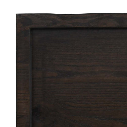 Væghylde 140x40x(2-4) Cm Behandlet Massivt Egetræ Mørkebrun - Billede 7