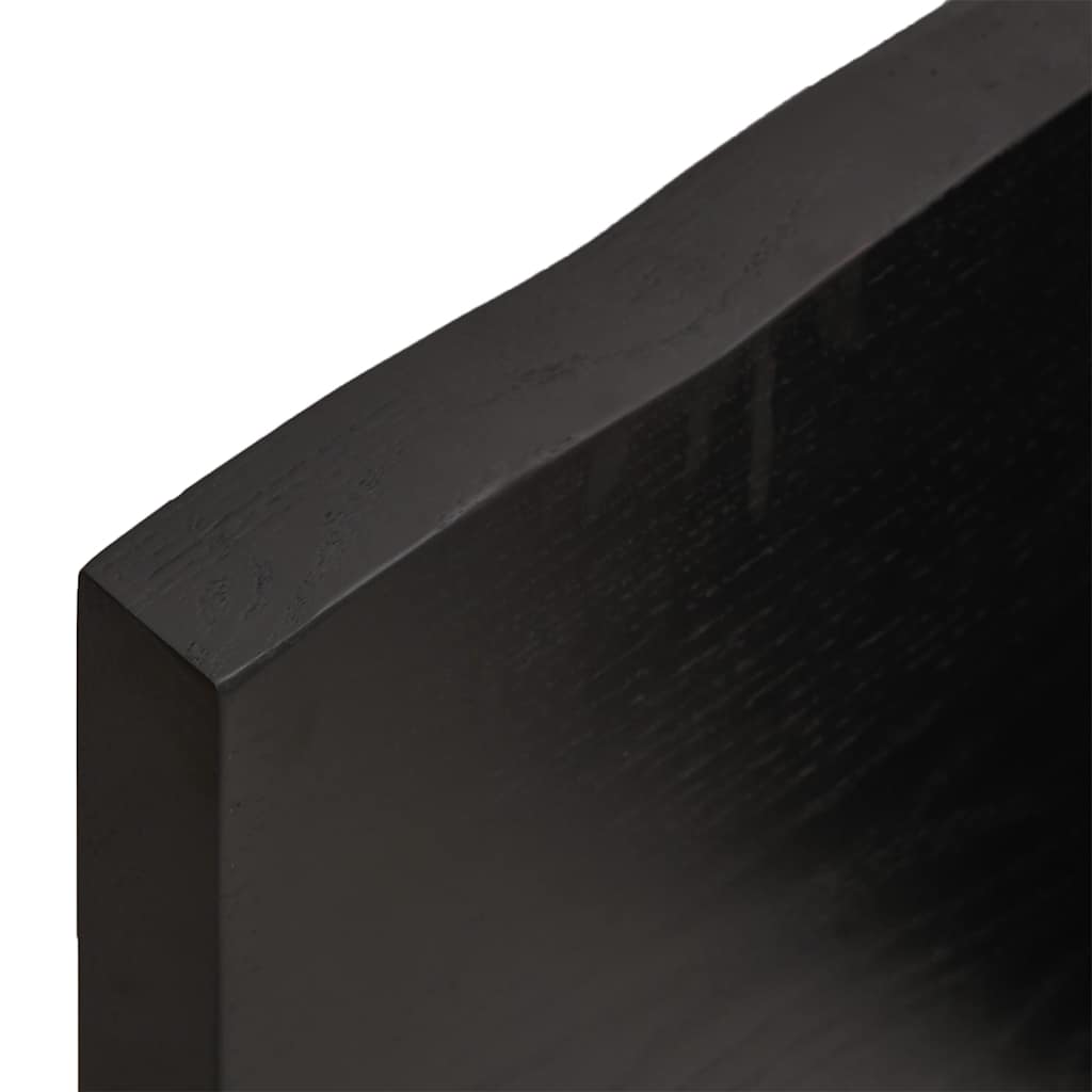 Væghylde 140x40x(2-4) Cm Behandlet Massivt Egetræ Mørkebrun - Billede 8