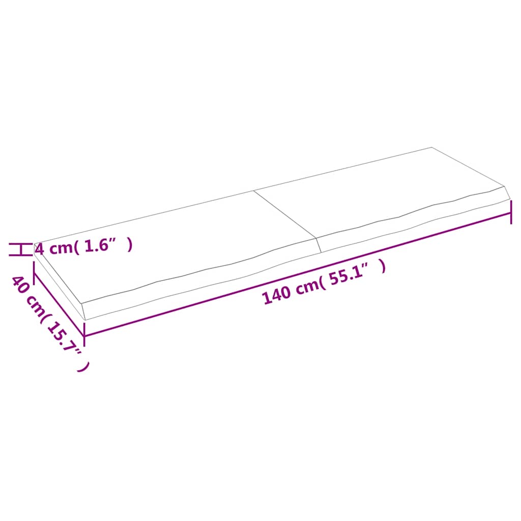 Væghylde 140x40x(2-4) Cm Behandlet Massivt Egetræ Mørkebrun - Billede 9